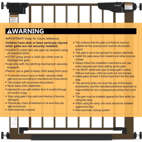 Cumbor 2 Pack 29.7-46 Baby Gate for Stairs, Mom's Choice Awards Winner-Auto Close Dog Gate for doorways, Easy Install Pressure Mounted Pet Gates indoor, Easy Walk Thru Wide Safety Gate for Dog, Brown