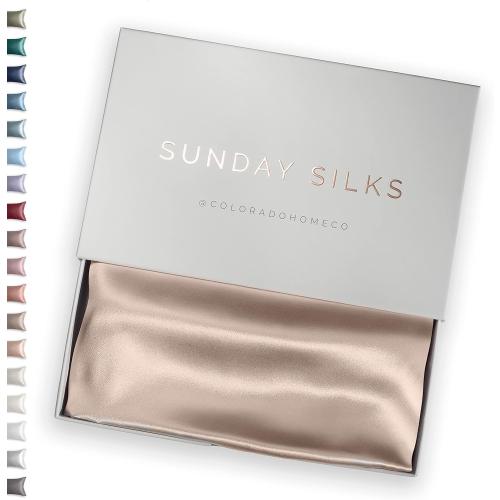 Size  king Color nude champagne SUNDAYSILKS™ Premium Silk Pillow Cases | 100% Mulberry Silk Pillowcase with Zipper, Real 22 Momme Grade 6A Silk, Standard Queen, King Size [Nude Champagne]
