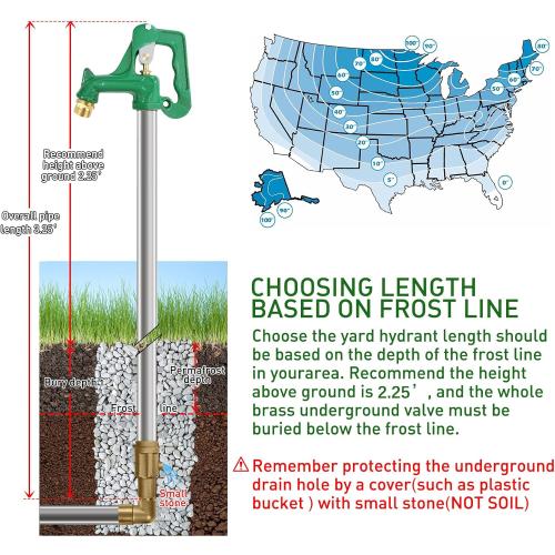 Frost Proof Yard Hydrant Frost Free Outdoor Faucet Freeze Proof Hydrant for Yard Garden Farm Pasture Irrigation,Water Faucet 3/4 Pipe Connection,3.25ft Total Length 12 inch Bury Depth No Lead