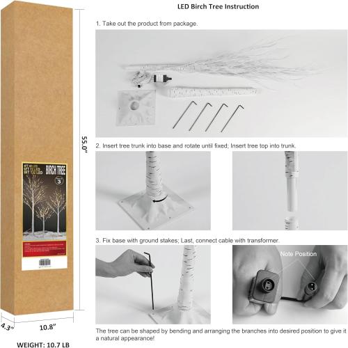 LIGHTSHARE LED Birch Tree Light Set - Trees with Warm White Lights - Indoor Outdoor Christmas Wedding Party Decorations (3-Pack)