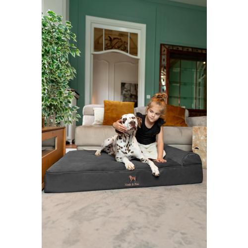 NOAH & PAW XL Dog Bed, 45x35x9.1 Inch, Orthopedic Large Dog Beds, Eggshell Memory Foam Infused with Cooling Gel, Waterproof, Machine Washable, Includes Inner Cover (Faux Leather)
