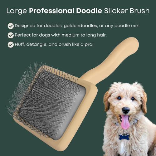 Doodle Slicker Dog Brush - Perfect For Goldendoodle & Poodle Hair Maintenance - Medium to Long Hair Breeds - Detangle, Brush, & Fluff Like a Pro - Goldendoodle Must Haves by Freshly Bailey