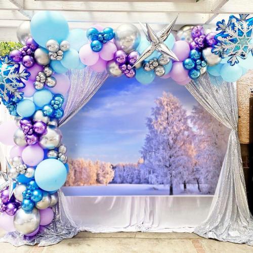 Frozen balloons, 60pcs 12 Inch Purple and Blue Balloons with Snowflake Confetti Balloons for Winter Theme Party Supplies Baby Shower Wedding Frozen Birthday Party Decorations