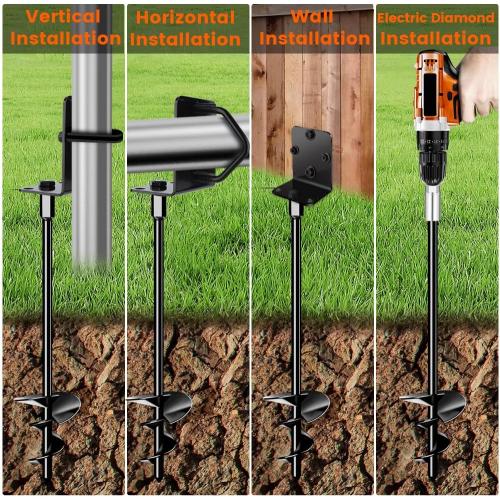 Ground Anchors Shed Anchors 27 Set of 4 Trampoline Stakes Screw in Heavy Duty Mobile Home - Storage Shed Anchor Kit - Playset Swing Anchors - Stakes for Fence,Carport,Garden (Black, 4 x 27in)