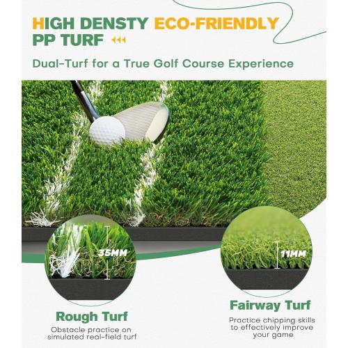 Premium Dual-Turf 5x4ft Golf Mat: Christmas Upgraded Golf Hitting Mat, Alignment & Angle of Approach Aid, Indoor/Outdoor Practice, Green,Ideal Golf Gifts