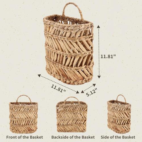 Wicker Hanging Basket Handmade Woven Hanging Storage Basket Natural Wicker Decorative Baskets for House Garden Wedding Wall Decorations,12*5*12