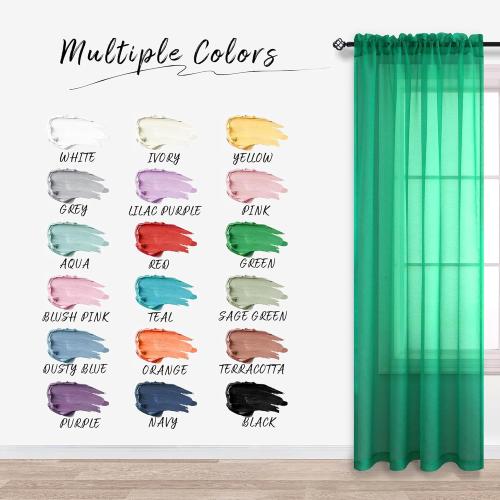 Pitalk Light Green Curtains for Living Room 2 Panels Set Bedroom Sheer Curtains 63 Inch Length