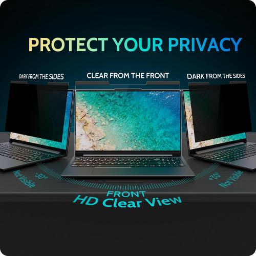 Magnetic Laptop Privacy Screen 14 inch for 16:10 Computer Monitor, 14 Removable Anti Glare Protector Blue Light Filter Shield Compatible with Lenovo Hp Dell Acer Asus Thinkpad Envy Xps
