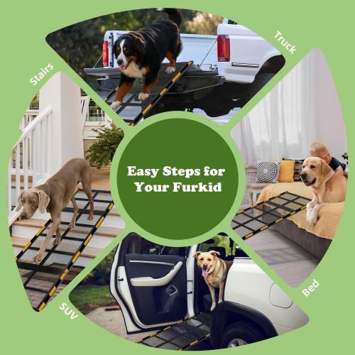 Dog Ramp for Car, Extra Wide 20”x75” Long, Folding Outdoor Pet Ramp for Large Dogs Non-Slip Dog Car Ramp for Truck, SUV, RV