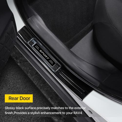 for Toyota RAV4 2025 2024 2023 Door Sill Protector Cover, Stainless Steel Outer Door Entry Guard Plate Fit for RAV-4 2022 2021 2020 2019 Trim Accessories Interior Decoration Sticker-Black