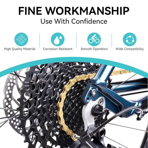 6/7/8 Speed Bike Chain, Bicycle Mountain Bike Chain High-Strength, Durable & Smooth-Shifting for Road Mountain Racing Cycling E-Bike MTB BMX (Gold 6/7/8 Speed)
