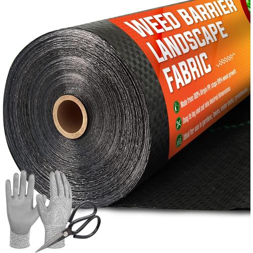 5ftx500ft Garden Weed Barrier Landscape Fabric (including Scissors & Gloves), Large Weed Block Gardening Mat, Heavy Duty Ground Cover Weeds, Superior Weed Landscape Control For Vegetable Projects.