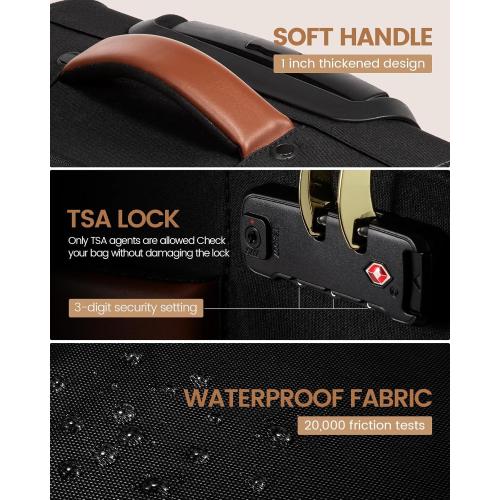 LOVEVOOK Underseat Carry On Luggage With Wheels, 16 Inch Softside Underseat Luggage Spinner, 18x14x8 inches Travel Bag With TSA Lock, Water-Resistant Lightwhight Personal Item for Travel