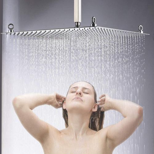 20 inch Large Rainfall Shower Heads High Pressure Stainless Steel Bathroom Rainfall Shower Head Ultra-thin Waterfall Full Body Cover Brushed Nickel Finish