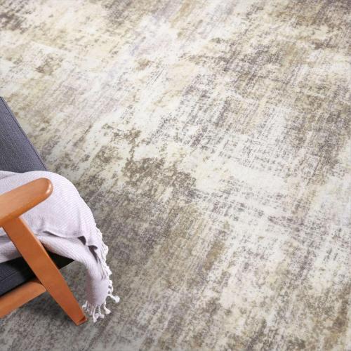 IOHOUZE Abstract Area Rugs 9x12 Ft Washable Large Rugs for Living Room, Non Slip Dining Room Rug, Printed Faux Wool Rugs for Bedroom, Floor Carpet for Office Nursery Playroom, Beige Brown