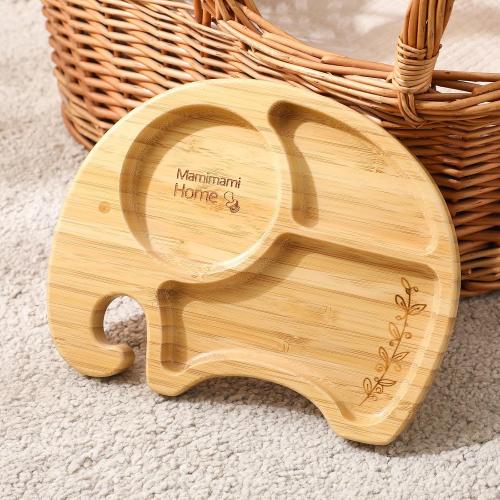 Baby Bamboo Suction Plates, Food Dishes Feeding for Led Weaning Plate, Baby Utensils, BPA Free