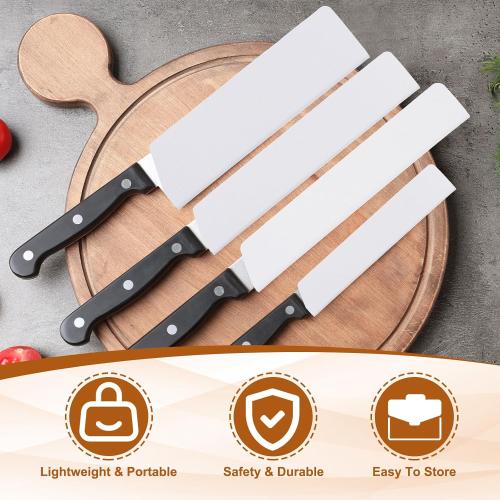 PATIKIL ABS Knife Cover Sleeves, 9x2 Inch Knife Blade Edge Guard Sheath Universal Blade Protector Flocking for Home Kitchen, White