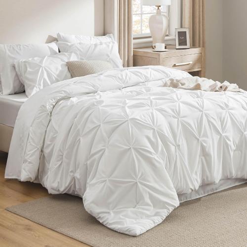 Bedsure White Comforter Queen - Bed in a Bag Queen Size Bedding 7 Pieces, GentleSoft™ Marshmallow Comforter Set, All Season Down Alternative Comforter with Sheets, Pillowcases & Shams