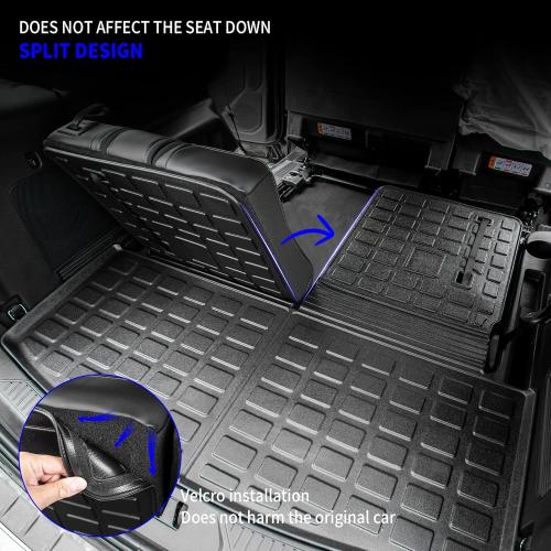 Rongtaod Cargo Mat Compatible with 2020-2025 2026 Ford Explorer 6&7 Passenger Cargo Liner Trunk Mat Back Seat Cover Protector Upgrade 2024 Explorer Accessories (Trunk Mat with Backrest Mat)