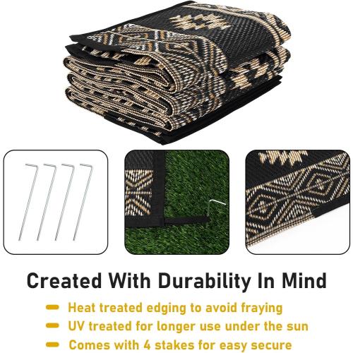 HiiARug Outdoor Rug for Patios Clearance 8'x10' Plastic Straw Rug Waterproof Reversible RV Mat Outdoor Area Rugs for RV, Backyard, Deck, Camping