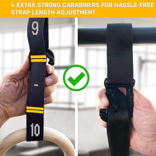 (Multi-Size) Double Circle Wood Gymnastics Rings with Quick Adjust Numbered Straps and Exercise Videos Guide - Full Body Workout Rings, Calisthenics, Home Gym (Multi-Size)