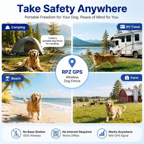 RPZ GPS Dog Collar Fence System, Wireless Dog Fence System