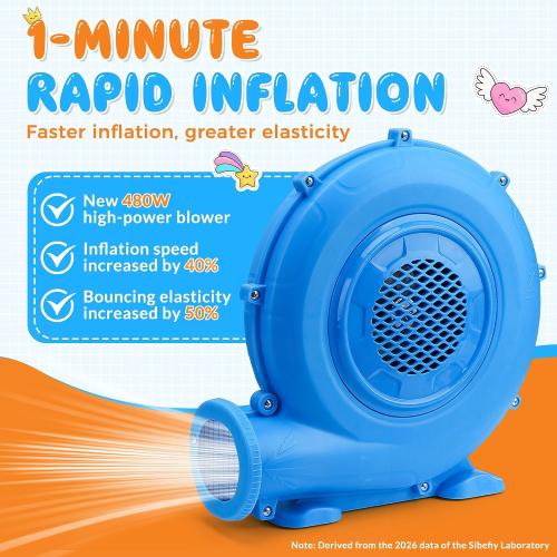 Bounce House, 6-in-1 Play Mode Inflatable Bounce House for Kids, High Elasticity Bouncy House with 480W Blower, Bouncy Castle with Wide Slide for Christmas, Birthday Parties