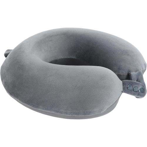 Travel Neck Pillow, Top Memory Foam Pillow for Head Support, Ideal for Airplanes, Cars, and Home Recliners, Adjustable and Soft (Grey)