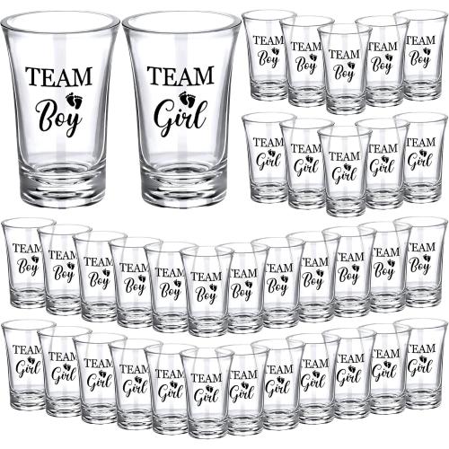 36 Pcs Gender Reveal Shot Glasses - Team Boy or Girl Baby Shower Decoration Centerpieces - Party Favors for Guests and Supplies