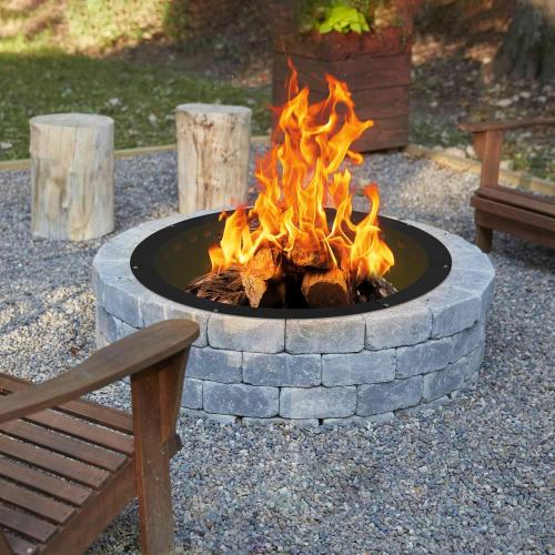 Outdoor Smokeless Fire Pit Ring 40 Inch Outer/36 Inch Inner Diameter, Heavy Duty Metal Round Liner Insert for Outside DIY Campfire or Bonfire Ring, Above or In Ground Use