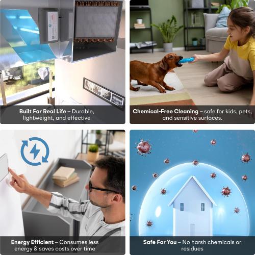BioShieldUV® 18W HVAC UV Light Air Purifier Light Bulb - No Drill Magnetic HVAC Air Treatment System Powered by 120V Wall Outlet, Air Filter Lamp for Air Conditioner, UVC for AC