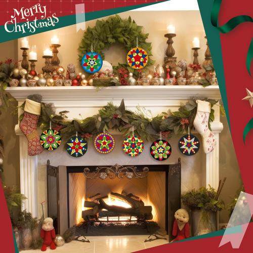 Syhood 24 Pcs Philippine Christmas Tree Parol Ornament Christmas Mini Parol Wooden Hanging Ornaments Philippine Gift Traditional Capiz Star Decor for Home Window Holiday Xmas Tree (Ornate)