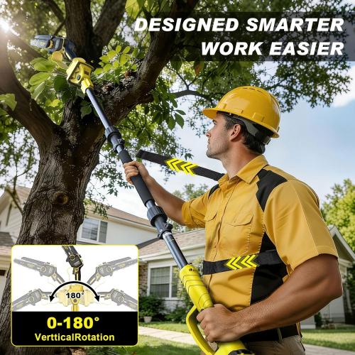 4-in-1 Cordless Pole saw Pruning Set,Electric Pruning Shears & 8 Inch pole saws for tree trimming with 13.8ft Max Extension Pole,Brushless Motor,Two 4.0Ah Batteries, Electric Pole Saw Tree Trimming