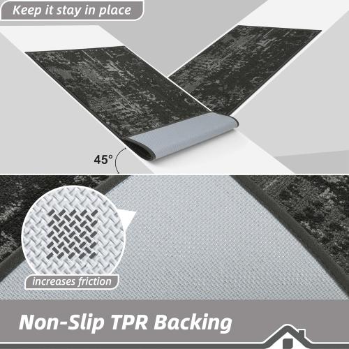BEQHAUSE Dirt Trapper Door Mat 20 x 32, Non-Slip Doormats Washable Entryway Rugs, Stain Resistant Dog Door Mats Absorbent Welcome Floor Mat for Front Back Door, Mud Wet Shoes & Paws, Dark Grey