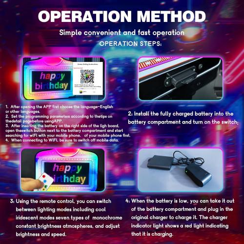 LED display Bottle Service Sign Club signs for bottle service Color Display Lights with APP Programmable Scroll Play, Hand Holding Light Box letter board Ideal for bars, nightclubs, and parties