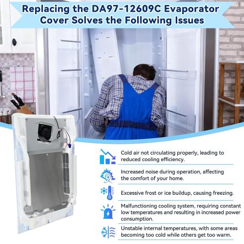 Upgraded DA97-12609C Refrigerator Fresh Food Evaporator Cover Compatible with Samsung DA97-12609A Evaporator Fan Motor Cover Assembly, Replace AP5651826 PS5575384 Refrigerator Evaporator Cover