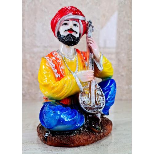 Set of 6 Size 6.6 eSplanade Resin Rajasthani Punjabi Musical Folks Showpiece Figurine Sculpture (Set of 6) | Decorative Items - Home Decor | Multicolour - 6.6 Inches (Yellow Multi)