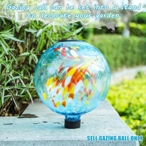 VCUTEKA Solar Gazing Ball, 10 Glass Gazing Balls Sphere with Solar Light for Garden Lawn Outdoor Ornament Yard Decorative, Swirl Lights
