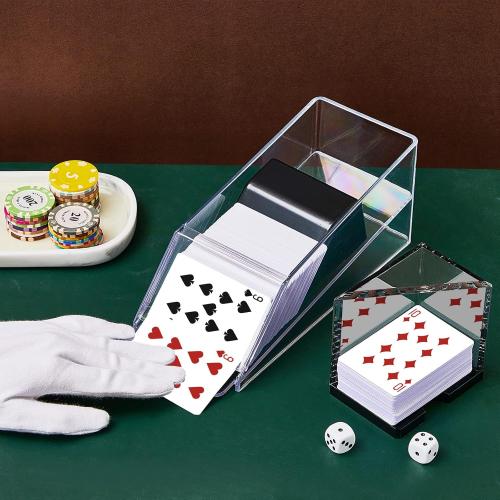 Honoson Blackjack Shoe and Discard Tray Clear Acrylic Blackjack Dealing Shoe Card Dispenser for Playing Cards Discard Holder Trays for Game Poker Accessories(4 Deck)