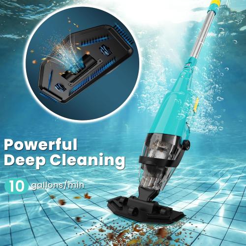 Green EFURDEN Pool Vacuum for Above Ground Pool, Cordless Handheld Rechargeable Pool Cleaner with Running Time Up to 60 Minutes for Sand and Debris, Ideal for In-Ground Pools, Spas, and Hot Tubs (Green)