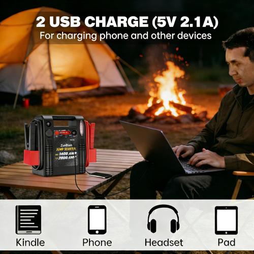 12V/24V Jump Starter - ZunDian 2800/1400 Amp Heavy Duty Jump Box, Works with Truck Tractor Excavator Automotive Engine Starter Battery Charger Booster Jumper Box with USB/DC Power Unit