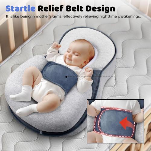 Baby Lounger Pillow for Infant Support Cushion Reflux Breastfeeding Pillow, Bottle Feeding, Tummy Time, Adjustable Baby Wedge Lounger Pillow for Reducing Spit-Up
