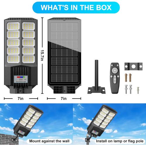 Solar Street Lights Outdoor Waterproof - LED Solar Flood Lights Outdoor Dusk to Dawn with Mention Sensor, Outdoor Solar Powered Floodlight for Parking Lot/Garden/Yard/Pathway Lighting