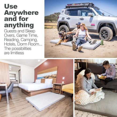 SleepReady Portable Floor Mattress & Guest Bed | 3 CertiPUR-US Memory Foam | Roll out in seconds | Twin, Single, Kid | Guest, Car, Camping, Dorm, Travel Essentials | Waterproof | 1 yr warr