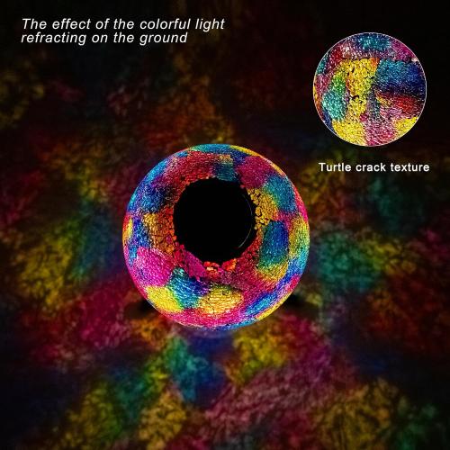 VOREEN 10 Mosaic Solar Gazing Ball, Colorful Crackle Glass Globe with Solar Light, Handmade Outdoor Garden Decor Sphere, IP45 Waterproof Patio Lawn Yard Ornament, Idea