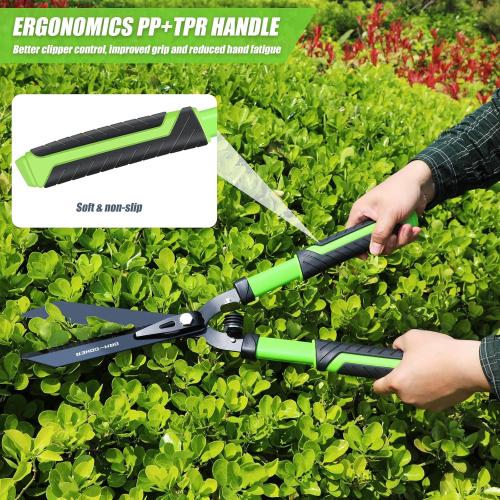 Professional Heavy Duty Hedge Shears 23 - Serrated Blade & Dual Shock Handle, Ergonomic Gardening Clippers with Anti-Rust Coating