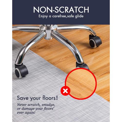 Office Chair Mat for Hardwood Floor Under Desk Computer Rolling Chair Mat for Wood/Tile Floor Non-Slip Heavy Duty Desk Rug PVC Plastic Hard Floor Protector 36 x 48 (Mist)