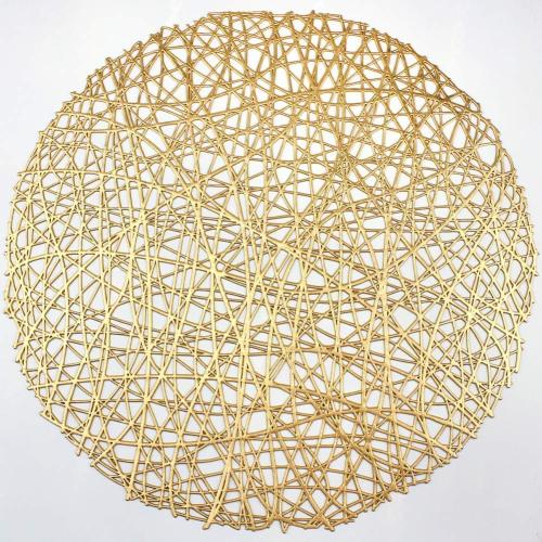4 pack .....Gold Round Placemats for Dinner Table Set of 4Metallic Hollow Out Line Circle Table Mats Vinyl Place Mats for Dinning Decor Wedding Accent Centerpiece