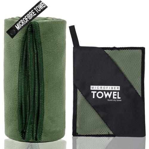 Microfiber Travel Towel, Soft Lightweight Quick Dry Towel, Super Absorbent Compact Travel & Sports & Beach Towels for Camping, Backpack, Gym, Swimming, Yoga, Hiking (L:24×48 -ArmyGreen)