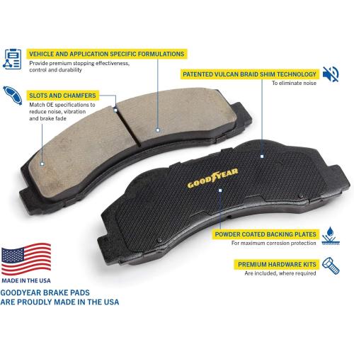 Set of 2 Goodyear Brakes PRK91866R | Rear Premium Brake Kit with Pair (2) of AntiOx Coated Brake Rotors and Ceramic Brake Pads fits Lexus HS250h 12-10; Toyota RAV4 18-06